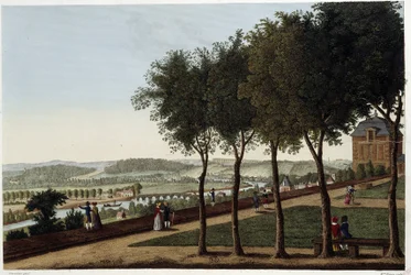 Uitzicht vanaf het terras van St Germain en Laye - in “Vues de Paris” door Courvoisier