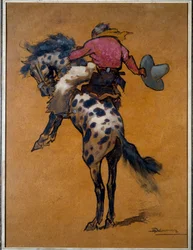 Rodeo: Cowboy op een steigerend paard