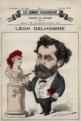Cartoon van Leon Alexandre Delhomme (1841-1895) Franse beeldhouwer uit 