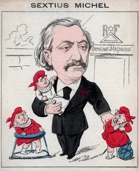 Sextius Michel (1827 - 1906) politicus en Provençaalse schrijver van de taal van oc - karikatuur door Henri Demare in 