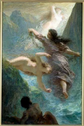 De meisjes van de Rijn. Pastel door Henri Fantin Latour (Fantin-Latour)