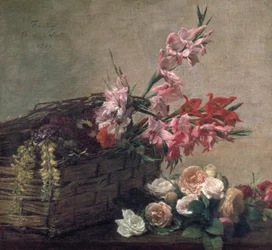 Gladiolen en rozen