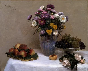 Witte rozen en chrysanten in een vaas