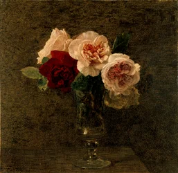 Stilleven: roze en rode rozen, 1886