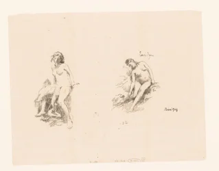 Studieblad met twee naakte vrouwen