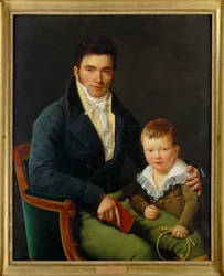 Barbet en zijn zoon (schilderij op doek)