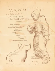 Menu van het Oudejaarsdiner aangeboden aan de vrienden van het Théâtre Antoine