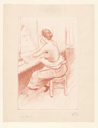Vrouw aan haar toilet