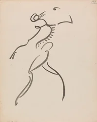 Dansende figuur, in profiel