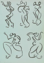 Vijf Studies van Dansende Figuren