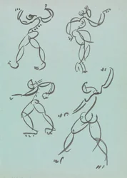 Vier Studies van Dansende Figuren