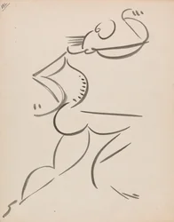Dansende mannelijke figuur, in profiel
