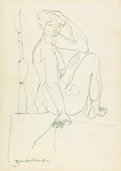 Zittende vrouwelijke figuur