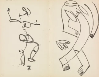 Studies van twee dansende figuren