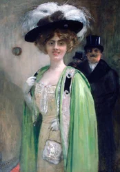 Een stel arriveert bij een evenement, ca. 1872-1929
