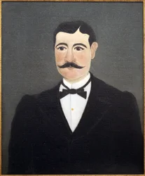 Portret van Frumence Biche in burgerkleding, maréchal des logis. Henri Rousseau, 1844-1910, bekend als Le Douanier, eind 19e tot begin 20e eeuw, Franse kunst, Internationaal Museum voor Naïeve Kunst, Nice, Frankrijk.