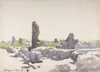Uitzicht op het Colosseum vanaf de Basiliek van Domitianus en het Flavische Paleis, Rome