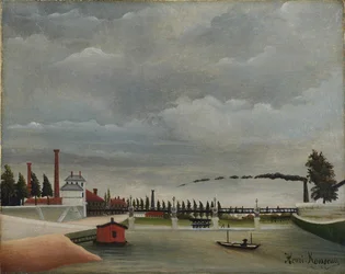 Uitzicht op de voetgangersbrug bij Passy