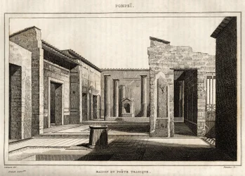 Het huis van de tragische dichter, in Pompeii, gravure door Labrouste