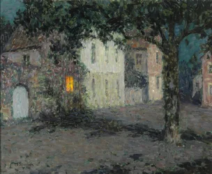 Maanverlichte stadsplein in Cherbourg, ca. 1934