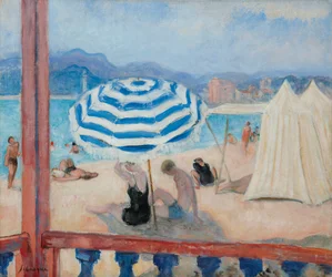 Cannes, blauwe parasol en tenten