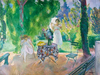 Twee vrouwen in een tuin in de zomer, ca. 1923