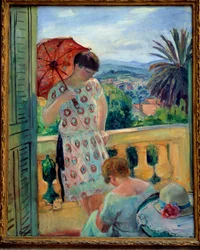 Twee vrouwen op een balkon of op het balkon, met uitzicht op het Estérel. 1925-1926, 92,5 × 65 cm. Lyon, Musée des Beaux-Arts