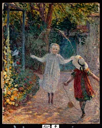 Meisjes spelen in de tuin, 1899