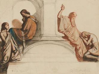 Studie voor een fresco met de sacramenten van de Biecht en de Absolutie, kapel van de Heilige Geest, kerk Saint-Merri, Parijs