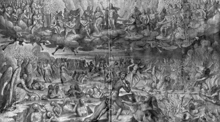 Leven van Christus, Laatste Oordeel, voorbereidende studie van tapijtkarton voor de kerk Saint-Merri in Parijs, c.1585-90