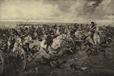 Slag bij Waterloo, 1815 (gravure)