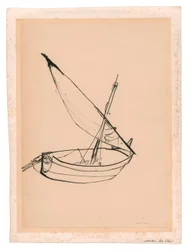 Vastgelopen vissersboot
