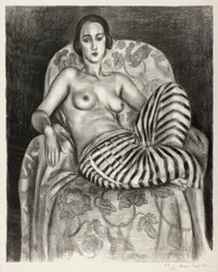 Grote Odalisque in gestreepte pantalon