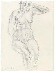 Zittend naakt, ca. 1918 (grafiet  zwart krijt op papier)