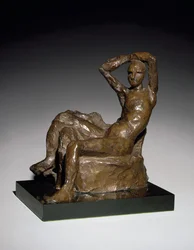 Klein naakt op een bank, ontwerp 1924, gegoten 1958 (brons met bruin patina)