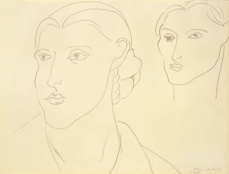 Twee studies van een vrouwenhoofd