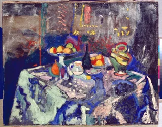 Vaas, fles en fruit, ca. 1906 (olieverf op doek)