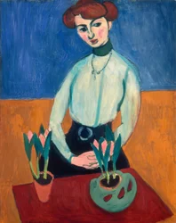 Jonge vrouw met tulpen