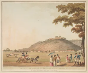 Een uitzicht op Mount St. Thomas, nabij Madras, naar James Hunter