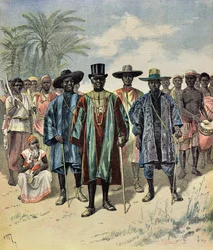 Dahomeans in Parijs op de Champs de Mars