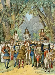 De groep van het theater des varietes in Parijs,1895 (Illustratie)