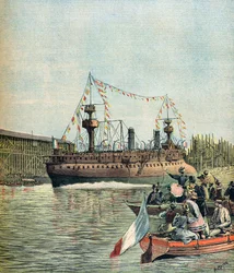 Tewaterlating van de Franse kruiser Le Suchet