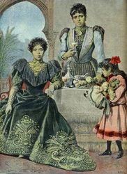 Portret van koningin Ranavalona 3 in ballingschap in Algerije in 1899 (Gravure)