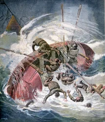 Redding van een schipbreuk in een storm bij Les Sables-d