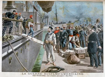 Spaanse gevangenen arriveren in Key-West, Spaans-Amerikaanse Oorlog, 1898