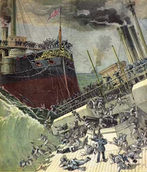 Het Engelse schip HMS Camperdown