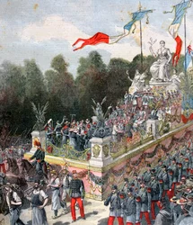 De praalwagen van harmonie en vrede, nationaal feest, 22 september, Frankrijk, 1892