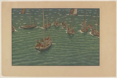 Boten voor anker in Tréboul, plaat 5 uit, "Le Beau Pays de Bretagne"