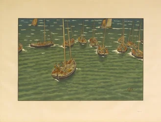 Boten voor anker in Tréboul