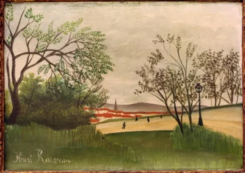 Landschap met klokkentoren